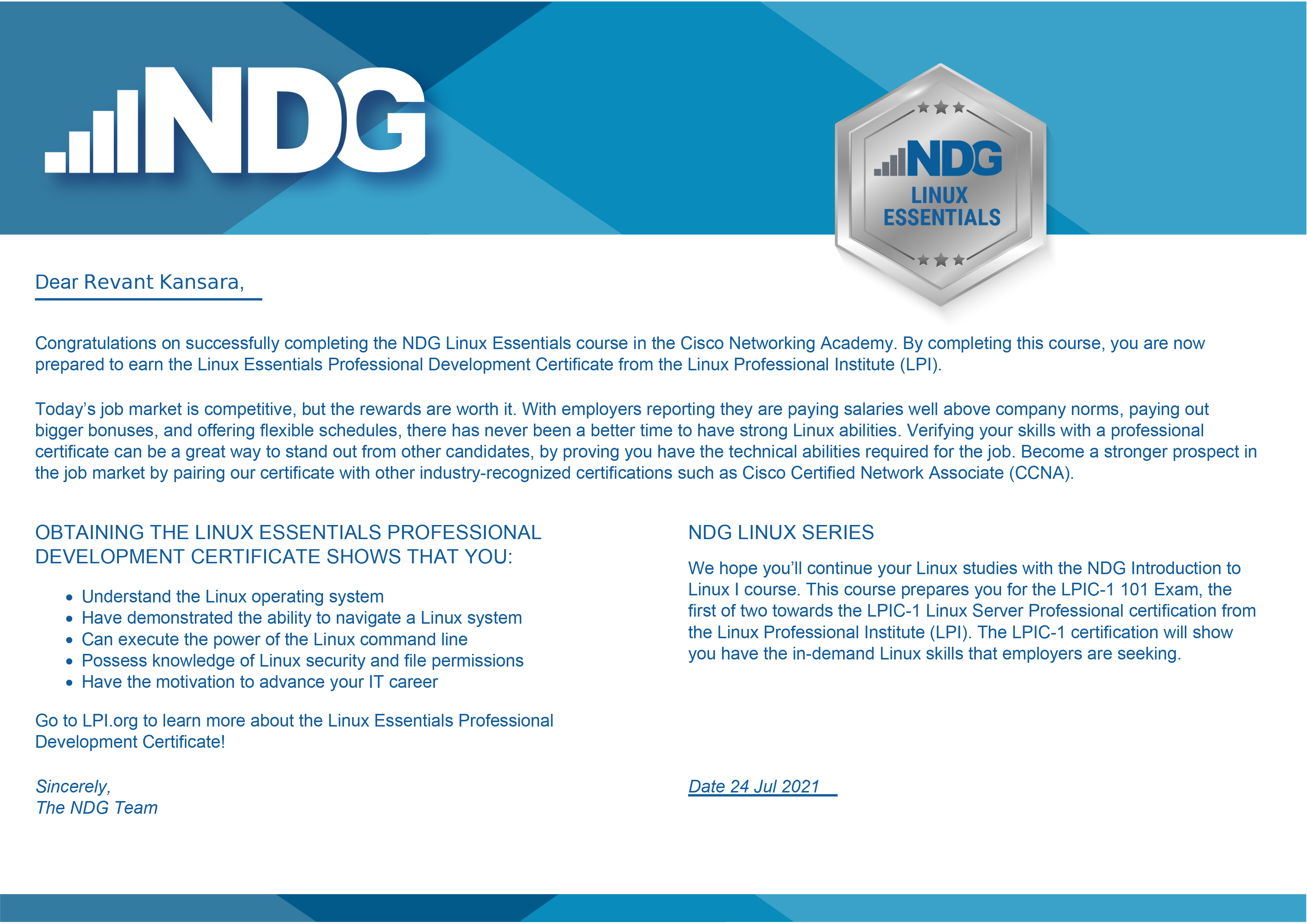 NDG Linux Essentials